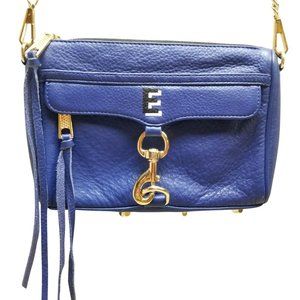Rebecca Minkoff MAC Navy Blue Crossbody Bag Gold Tone Hardware Purse MONOGRAM E